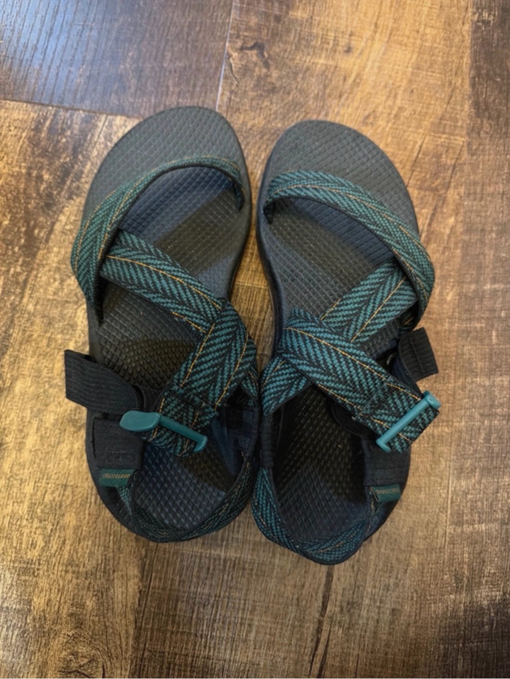 Black and Teal Strappy Sandals